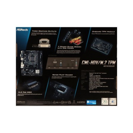 ASROCK CML-HDV/M.2 TPM, LGA 1200, H310, 2XDDR4, DVI, VGA, HDMI, MATX-6