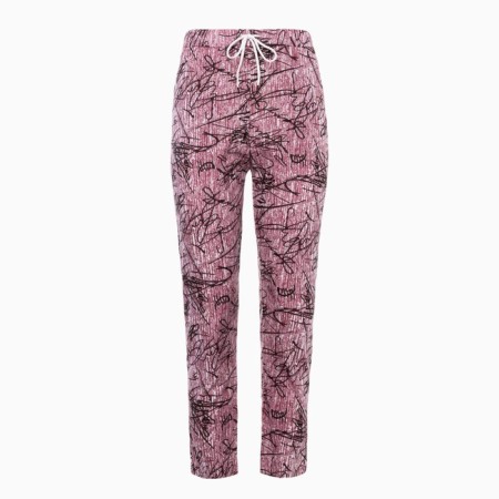 Female trousers with print, pink color with black pattern, size 52-5