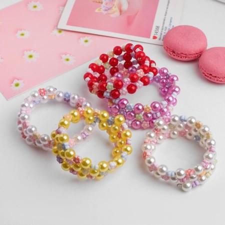 Bracelet-spring children's "chosen" flowers, three rows, color mix-1