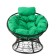 Armchair "Papasan" mini, rattan, pillow green mix, black frame, 81x68x77cm