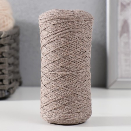 Knitting cord without a core 70% cotton, 30% polyester 1mm 200m/60 ± 10g (04-dark beige)