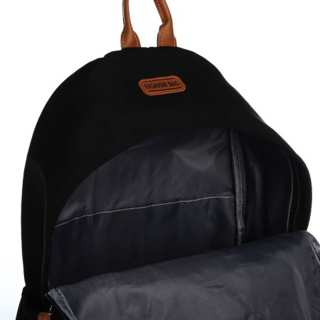 Young backpack from textiles on lightning, 4 pockets, black color-5