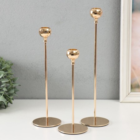 Climber Metal "Shar with faces" d = 2 cm set 3 pcs gold 22 cm, 27 cm, 32 cm-1