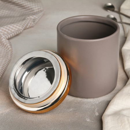 Ceramic bank for bulk products "Golden Wing", 1 l, beige color-1