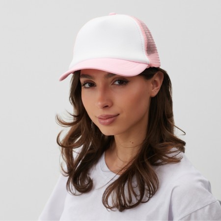 Baseball cap with minaku grid, light pink color, size 56-58