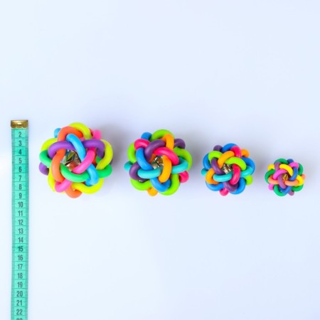 Rubber toy "molecule" with a bell, 4 cm, mix of flowers-2