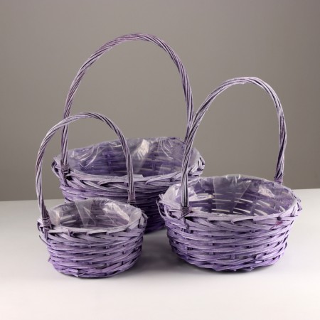 A set of baskets of 3 pcs, d34x14xh40 cm, lilac, willow