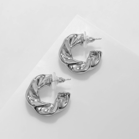 Earrings metal "curl" are wide, silver color-1