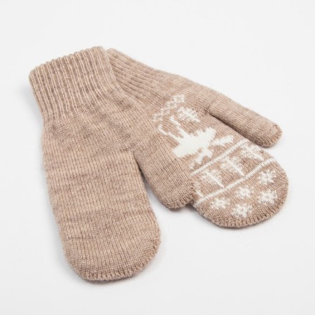 Women's mittens, beige color, size 18-1
