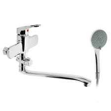 Bath mixer Zein Z4116, single -leaf, watering can 5 modes, hose, holder, chrome