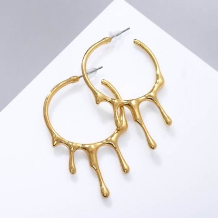 Earrings Metal "Drops" flowing, color gold-1