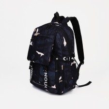 Young backpack from textiles on lightning, 4 pockets, blue color