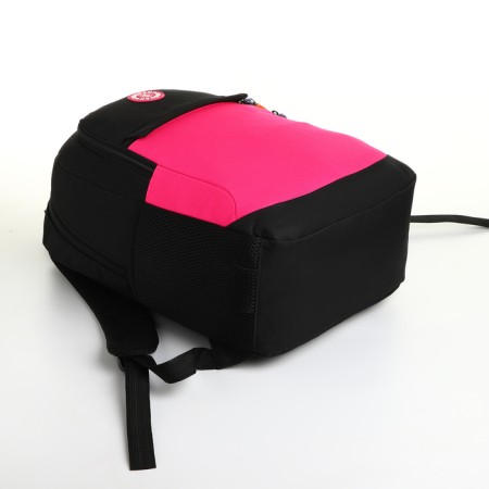School backpack, 2 lightning departments, 3 pockets, black/pink color-4