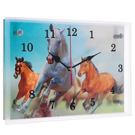 Carty clock is wall-mounted, interior "horses", silent, 30 x 20 cm-1