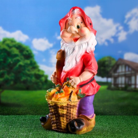 Garden figure "Gnome with a basket of vegetables large", 30x34x70cm-1