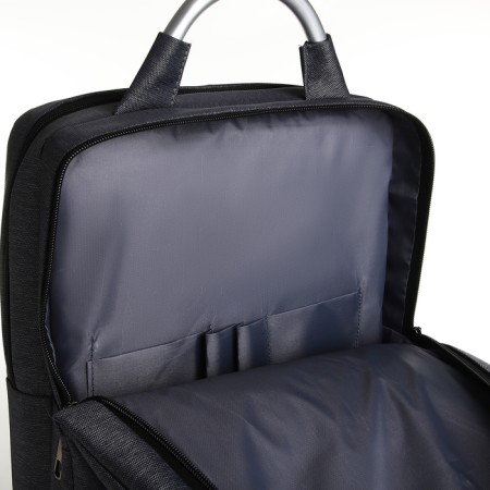 City backpack on a zipper, 2 pockets, with USB, gray color-5