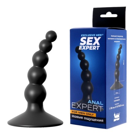 SexExpert anal stimulator, without vibration, silicone, 98 x 24 mm, black