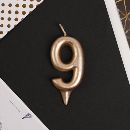 Candle for the cake, number "9", champagne.-3