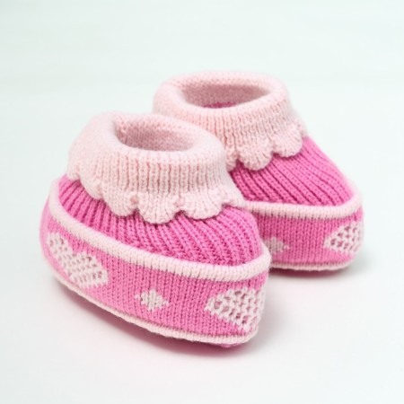 Baby booties, pink color, size 12cm