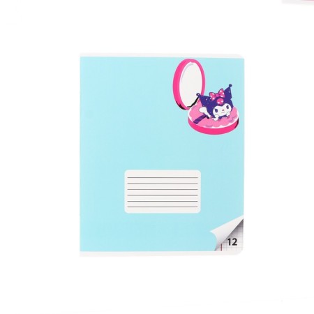 Notebook 12 sheets in the Kuromi cage, cardboard cover, whiteness 92%, block 60 g/m2, mix-3