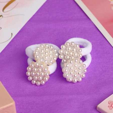 Hair gum "Pearl" (set 4 pcs) circle, white-1