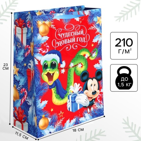 New Year. Gift package, 23x18x11.5 cm, packaging, Mickey Mouse