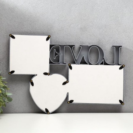 Photo frame-collage "Love" in 3 photos, silver-2