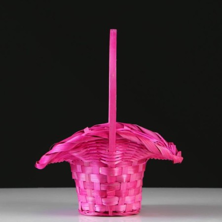 Wicker basket, bamboo, d21/13xh14/29 cm, pink-1