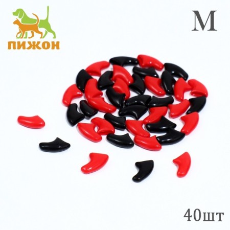 Puppy claws "Duet Antitsarapas" (40 pcs), size m, black-red