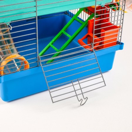 Mini cage for rodents, two -tier, with a shelf, house and a mix of labyrinths-16