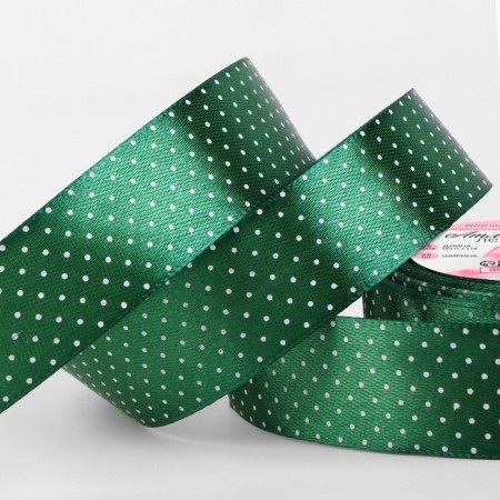 Satin ribbon "Golshek", 25 mm × 23 ± 1 m, color green No. 128