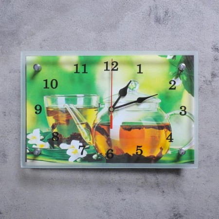 Carty clock is wall, series: kitchen, "teapot of tea", 20x30 cm