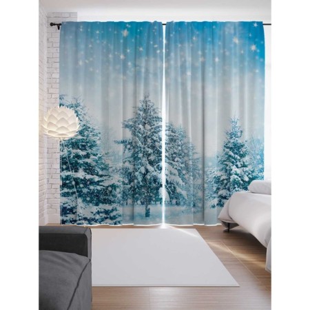 Photostes "Winter in the forest", Saten, size 145x265 cm, 2 pcs