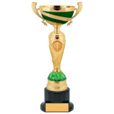 Cup with a metal bowl, plastic base, h = 30.5 cm, gold, green color