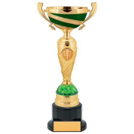 Cup with a metal bowl, plastic base, h = 30.5 cm, gold, green color