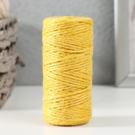 Yarn 100% juts "yellow" 50 meters 4x4x10 cm