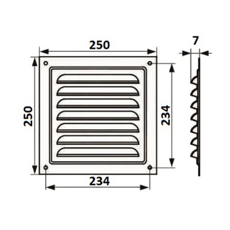 Ventilation grate Zein Lux RM2525M, 250 x 250 mm, with a grid, metal, copper-6