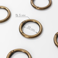 Karabin ring, d = 25/35 mm, thickness - 5 mm, 5 pcs, bronze color