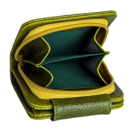 A button wallet. Card (8)/coins/bill, swamp color 10x10.5x3.5cm-1