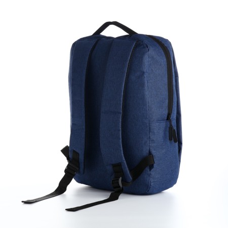 Men's backpack on a zipper, 2 outer pockets, with USB, blue color-3