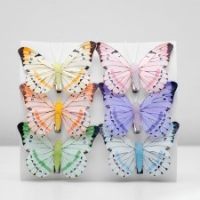 A butterfly for decor and floristry, on a clothespin, plastic, mix, 1 pc., 7.5 x 5 x 1 cm