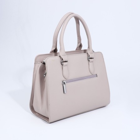 Lightning tout bag, outer pocket, long belt, dark beige color-1