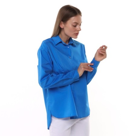 Women's shirt with pocket, blue color, size 46-2
