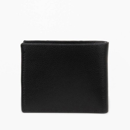 Male purse without fastener, department for bills, for maps, for coins, black color-1