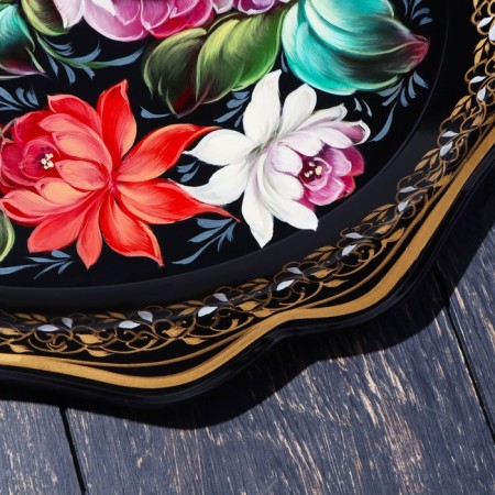Tray with Zhostovskaya painting, 38 x 31 cm-1