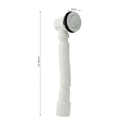 Syphon for shower pallet "Sanax" 8729, automatic, with corrugation 370-900 mm, dry water survey-1
