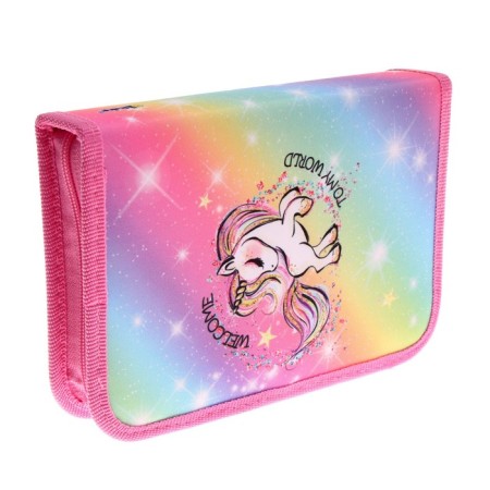 Penal 1 section, 140 x 200 x 40 mm, 2 folding strips, fabric, PCT 09-20-1 "Rainbow Unicorn"-2