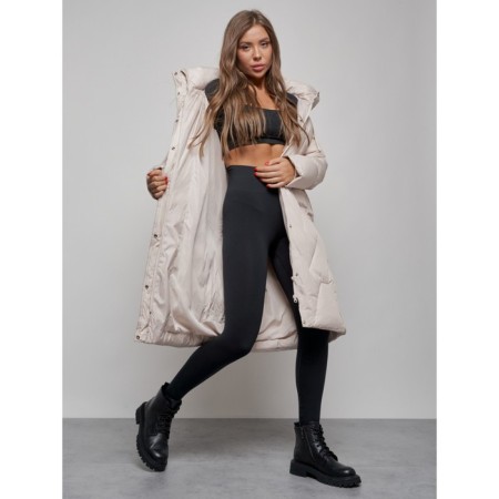 Coat insulated winter female, size 50, beige color-11