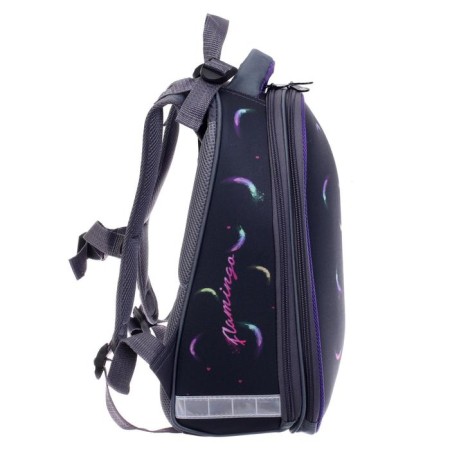 School backpack 38 x 30 x 16 cm, ergonomic back, stavia "flamingos mini", black/pink-2