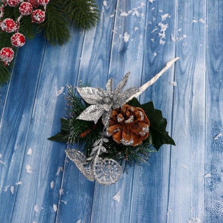Decor "Winter Dreams" Silver Flower, 18 cm